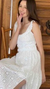 Jelly Dressing C001 Howdy lace เดรสยาวแขนกุดสีขาว เปิดหลัง ผ้าลูกไม้