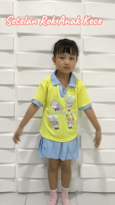 Setelan Anak Perempuan Import Variasi Setelan Rok atau Celana Rabbit Cute Kerah Plisket Terbaru