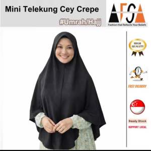 Mini Telekung Cey Crepe - Lightweight Wrinkle-Free with Hidden Zip Pocket - Umrah/Hajj Hijab Khimar