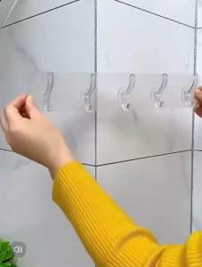 Readystock现货🇲🇾 5连多功能透明纳米塑料挂钩 transparent holder with 5 hangers