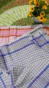 12 pcs serbet putih motif kotak 50x50 cm // lap tangan // lap dapur menyerap air