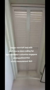 Helper room loft bed with shelf customize singapore/lourve door/ceiling fan light/ventilator/bomshelter/store room/utility