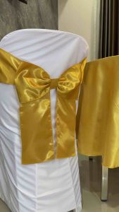 โบว์ทองสําเร็จรูป ขายเฉพาะ โบว์ทอง สําหรับเก้าอี้พลาสติก แพ็ค10ชิ้นราคา250บาท