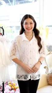 เสื้อเชิ้ตผู้หญิงสีขาวใส่ทำบุญอก38-42นิ้วงานฟรีไชส์ค่ะ