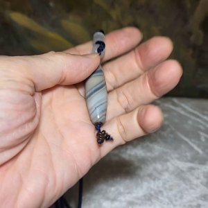 43.3mm Premium Tibetan Sardonyx Natural Eye Buddha Eye Dzi pendant blue hue cream white 精品藏传缠丝玛瑙蓝沁奶白天眼佛眼黄财神天珠