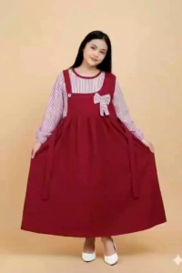 Gamis Anak Perempuan Model Terbaru Bahan Crinkle Airflow Mix Bahan Katun Usia 1-12 Tahun