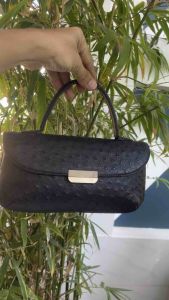 Túi 2hand mini xách tay da đà điểu thật hiệu CRISTAL aut của Nhật có chứng nhận JRA  -T316