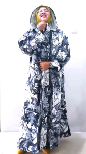 Jas Hujan Gamis Motif SNDR Jumbo Model Gamis Bigsize Muslimah Taslan Motif Waterproof