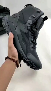 Dizzyplans Bisa COD UA HOVR DAWN WP Triple Black SUPER PREMIUM HIKING SHOES + KAOS KAKI + GELANG