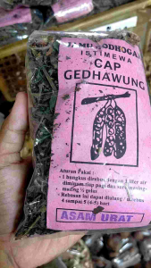 jamu godog cap gedhawung - untuk penderita asam urat - berkhasiat atasi asam urat tinggi - paitan untuk kebugaran - menghilangkan letih lesu - menghilangkan pegal-pegal badan - dan manfaat lainnya
