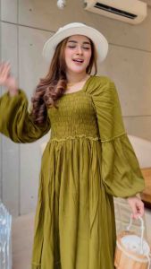 Long dress smoke korean stily polos/gamis smoke/gamis polos