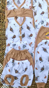 Seri Coklat 18 Pcs Baju & Celana Bayi Baru Lahir 0-3 Bulan Perlengkapan Lahiran Komplit