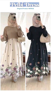 PEFBI DRESS BY MOELA DRESS KATUN RAYON PREMIUM MOTIF BUNGA GAMIS WANITA CASUAL MODEL KEKINIAN ALLSIZE FIT M TO XXL OUTFIT OOTD CASUAL