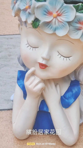 阳台种植花盆仙女树脂庭院花园装饰摆件Balcony planting flower pot fairy meditation resin courtyard garden decoration ornaments/Menanam pasu