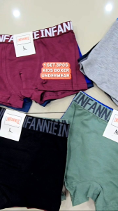 KID UNDERWEAR BOXER PLAIN DESIGN/SELUAR DALAM ANAK/SELUAR DALAM KANAK-KANAK COTTON 1 SET 3X PCS MIX COLOUR READY