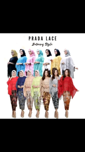 🎉NJ AISHA LACE BATWING KURUNG WITH SATIN PRINTED BATIK SKIRT🎉