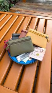 กระเป๋าสตางค์หนังแท้ 3 ซิปใบ สำหรับผู้ชาย/หญิง บัตร แฮนด์เมด สีสวย ขนาดพกพา ในรูปทรง 1 ชั่วโมง