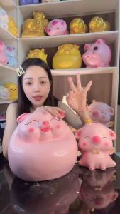 Heo đất lợn đất bụng phệ size to 24x25x21cm viết chữ theo yêu cầu - Chin decor