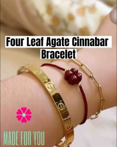 Four Leaf Agate Clover Cinnabar Adjustable Lucky Charm Money Feng Shui Women Bracelet 2025 Blessed