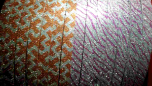 เบอร์ 2 ยาว 400-450 ริบบิ้นกากเพชรพิมพ์ลาย ริบบิ้นกากเพชรทึบ ริบบิ้นพับเหรียโปรยทาน ริบบิ้นกากเพชรพิมพ์ลาย