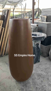REX FP33 Matte Brown Fiberglass Tall Flower Pot Pasu Bunga Tinggi Garden Taman Plant Pokok Indoor Outdoor Modern Tanam