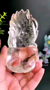 [MY🇲🇾 Ready Stock]白水晶共生胶花狐仙摆件White Crystal & Hematoid Fox Spirit Crystal｜净化气场 ✦ 增强事业运 ✦ 镇宅辟邪｜