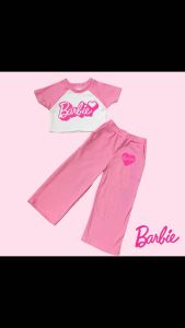 ชุดเซ็ทผ้าร่องลายน่ารัก สโลปสกรีนลายน้ำเงิน กางเกงขายาว และกระเป๋าข้าง ชุดเซ็ตที่มีส่วนผสมหลายครั้ง