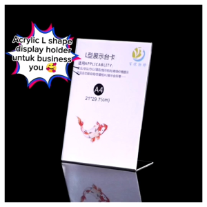 [Ready Stock !!] ACRYLIC L Shape Display Stand Plastic Transparent Thickness 3mm (A4/A5)
