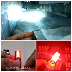 Paket Komplit ( DOUBLE H6 Laser + Stop Rem Jelly GARIS 7 in 1 RGB + Sen Jelly 4 Warna Depan Belakang RGB DC 12 Volt ) Motorcycle Untuk Motor Lampu Depan 2 Pcs Seperti Supra Blade Jupiter dll
