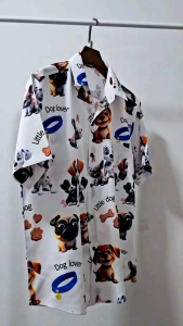 View Vi Shop น้องหมาตาโต เสื้อเชิ้ตวินเทจ ผ้าไหมอิตาลีใส่สบายไม่ต้องรีด เสื้อเชิ้ตแขนสั้น