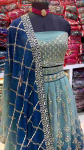 [PRE-ORDER] Semistitched Pure Faux Georgette With Embroidered Lengha ( Delivery 15 days )