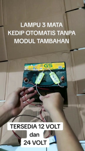 2 Buah Lampu LED Ultrasonic 3 Mata Kedip Otomatis Lampu Kedip 12 Volt 24 Volt LED Variasi