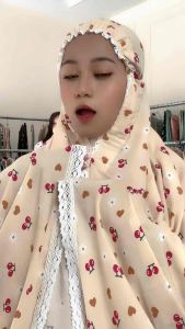 𝒴𝓃 | Mukena Dewasa Terbaru 2024 Rayon Motif Cerry Love Free Tas | Dailywear Travel Friendly