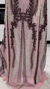 Vải kim sa lưới màu hồng họa tiết đẹp sang co giãn 4 chiều( khổ 1m6)may đầm váy dạ hội sự kiện  áo dài thiết kế