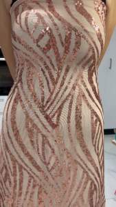 Vải kim sa lưới  họa tiết màu hồng da đẹp sang co giãn 4 chiều( khổ 1m6)may đầm váy dạ hội sự kiệnáo dài