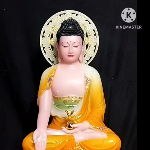 [ Cao 40 cm ]  Tượng Phật Dược Sư - Hào Quang - Màu Vàng Cam [ Bột đá cao cấp ]