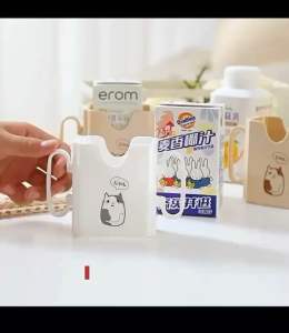 กล่องใส่นม กล่องใส่นมกันบีบ ฝึกทักษะเลิกขวดนม มีด้ามจับ พับได้ พกพาสะดวก ลายน่ารัก ถ้วยใส่กล่องนม