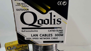 สายCat5e+สลิง 300ม. Qoolisขดละ
