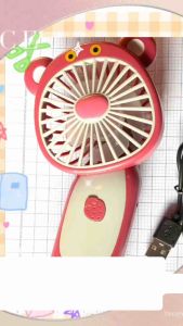 Quạt Hồng Xinh Xắn Mini Cầm Tay Sạc Điện Gấu Dâu - Thời Gian Sử Dụng 3 Giờ - Pin 50 Phút - Công Suất 1.2-5W - Kích Thước 14x8x5cm-BigLove