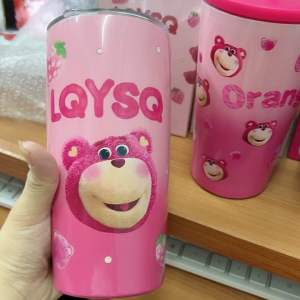 ลายหมีลอตโซ่ แก้วน้ำหมีล๊อ600ml พร้อมส่งค่า