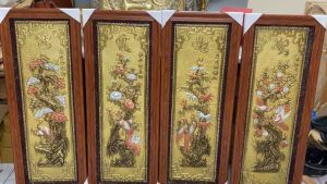 Tranh tứ quý đồng tranh bốn mùa xuân hạ thu đông tranh tùng cúc trúc mai. Tranh đồng treo tường