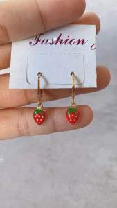 ANTING GOLD CLIP STRAWBERRY MERAH TERLARIS ANTI LUNTUR