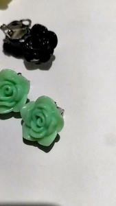 Hijabnur1 - Sepasang Anting Klip Hijab Bunga / Anting Jepit Jilbab Handmade