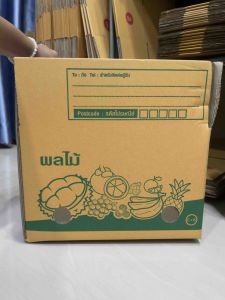 กล่องผลไม้ C+9 หนา 5 ชั้น พิมพ์ลาย เจาะรู กระดาษ KA125 (แพ็ค 10 ใบ)