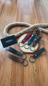 Gun Black Zinc Alloy Genuine Leather Keychain Key Strap Key Holder