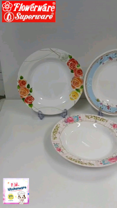 [6ชิ้น] จาน​กลม​ลึก​ 9​นิ้ว​ เมลามีน​แท้​เกรด​A​ ยี่ห้อ​Flowerware​ ผลิต​จาก​Superware​ ทนทาน​ปลอดภัย​