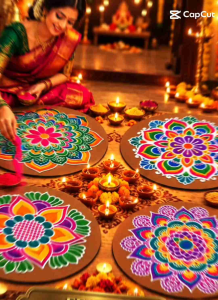 PEACOCK AND MANDALA DESIGN MDF RANGOLI BOARD (16 INCH)