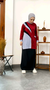 1 set setelan olahraga muslimah tunik wanita/setelan olahraga tunik/setelan senam muslim
