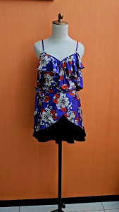 atasan wanita tank sabrina ungu motif bunga RAVE cewek M blouse MEWAH model kimono cute