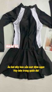 [Size M L XL XXL] Đồ bơi nữ kín đáo tay dài dây kéo váy Áo tắm học bơi Bikini Sài Gòn